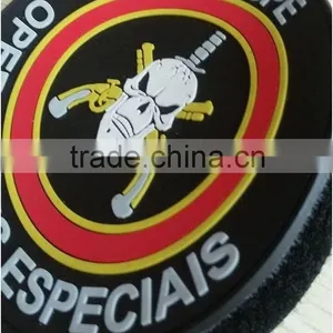 Round Embossed PVC Skull Patch With Magic Tape Backing for Military thumbnail-1