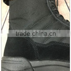 Black Leather Rubber Outsole Army Military Combat Boots for Man thumbnail-4