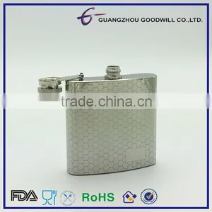 6oz Stainless Steel Hip Flask With Honeycombing Embossing thumbnail-3