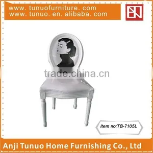 White PU Louis Chair, Women Figures on the Back, Luxury Dining Chair TB-7105L thumbnail-1
