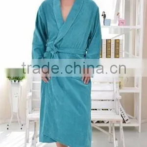 Ribbon Beautiful Side 100% Cotton Men Bath Robe thumbnail-1