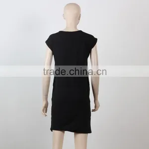 Black T-shirt Dress Slim Dress Guangzhou Women Clothes Manufacture thumbnail-3