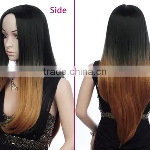 Mixed Grey/black/blonde Straight Wig Synthetic Long 3/4 Ombre Wig thumbnail-3