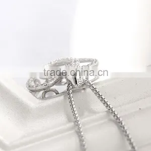 Silver Dancing Stone Heart Shape Pendant Necklace Jewelry thumbnail-6