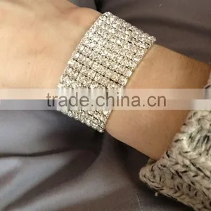 Hot Fashion 4/5/8 Rows Crystal Rhinestone Wedding Bridal Bracelet Bangle thumbnail-3