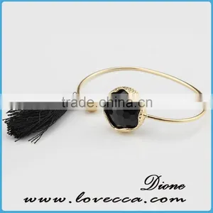 Turquoise Macrame Tassels Purl Jewelry Brazilian Art Glass Bali Brass Bell Bracelet thumbnail-1