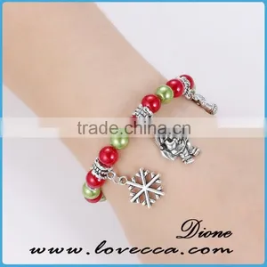 Adjustable Size Christmas Gifts Colorful Beads With Charms Bell Snowman Snowflake Bracelet thumbnail-4