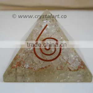 Clear Crystal Quartz Reiki Symbol Big Size Orgone Pyramid thumbnail-1