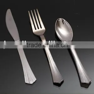 Silver Coated Plastic Disposable Cutlery Set thumbnail-1