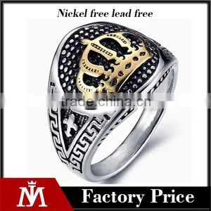 Hiphop Gothic 316L Stainless Steel Gold Crown Ring for Men thumbnail-1