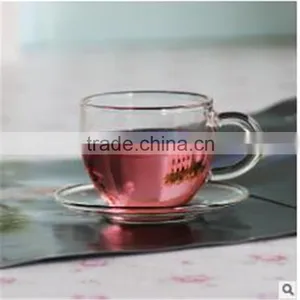 Heat Resistant Glass,Borosilicate Material and Cups & Saucers Drinkware Type Glass Coffee Cup Set. thumbnail-1