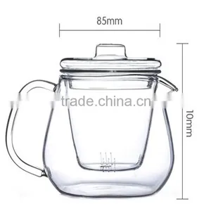 Small Order Welcomed!Hand-made High Borosilicate Water Glass Tea Pot With Cup and Heater in Stock thumbnail-5