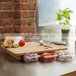 Bamboo Cutting Board With Storage Drawers thumbnail-1