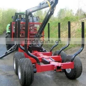 Forest Equipment Tractor PTO Hydraulic Timber Loading Traile Log Trailer , Wood Trailer, Log Wagon With Crane Grapple thumbnail-6
