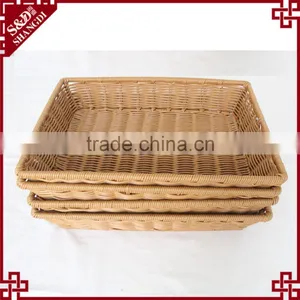 Wholesale Quality pp Rattan Synthetic Plastic Empty Wicker Picnic Basket thumbnail-3