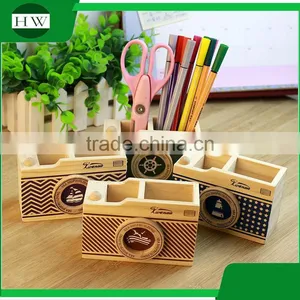 Multipurpose Wooden Cartoon Camera Penholder Storage Pen Container Case Box Holder thumbnail-1