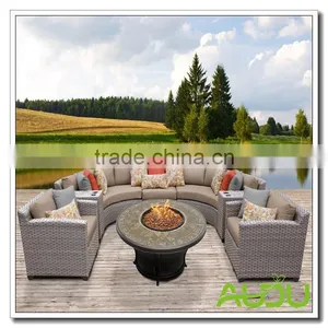 Audu Outdoor Furniture Wicker Round Lounge Garden Set thumbnail-1