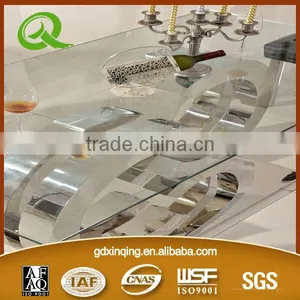 TH286 Modern Glass Top Stainless Steel Dining Table Furniture thumbnail-2