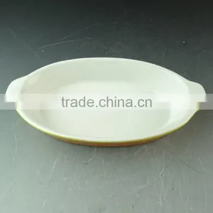 Hot Wholesale Oval Glazed Ceramic Bake Plate With Handles for Daily Use Stock thumbnail-1