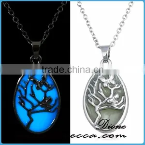 Luminous Necklace Magical Aqua Blue Tree Round Glow In Dark thumbnail-2