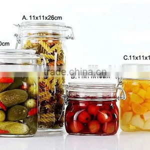 ZIBO Clear Cylinder Glass Cookie Jar With Flip Lid / Food Container CK08 thumbnail-1