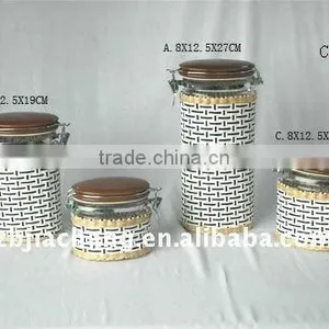 4pcs Glass Jars With Ceramic Lid CKT07 thumbnail-1