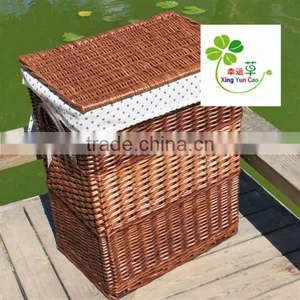 Brown Wicker Laundry Basket With Hamper for Clothes thumbnail-1