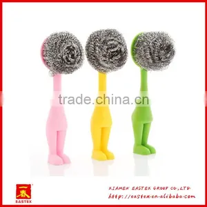 Cute Man Shaped Plastic PP and Steel Wire Made Kitchen Pan Cleaning Brush thumbnail-1