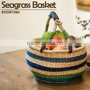 Colorful Seagrass Bolga Basket thumbnail-1
