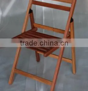 Outdoor Patio Natural Stained Wood Armless Folding Dining Chairs thumbnail-1
