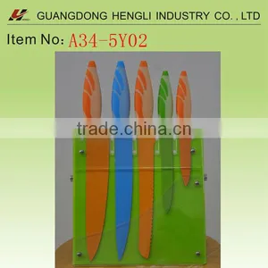Color Non-stick Coated Blade Kitchen Knife Set With Acylic Stand thumbnail-2