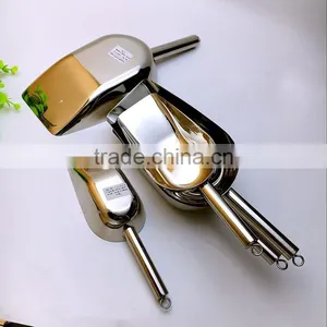 Factory Stainless Steel Ice Bucket Scoop Sugar Shovel Flat Bottom Scoop thumbnail-6