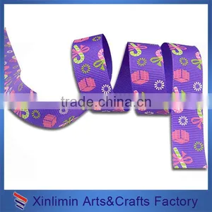 Custom New Design Printed Logo Purple Grosgrain Ribbon thumbnail-5