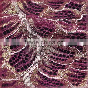 Pink/blue Metallic Tricot Knitting Wholesale African Fancy Lace Fabric for Dress/ Tops thumbnail-4