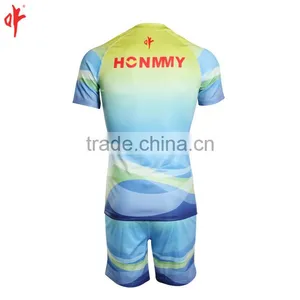 Full Sublimation Uniforms,Rugby t Shirt,Plain Sky Blue Jersey Football TOPS thumbnail-5