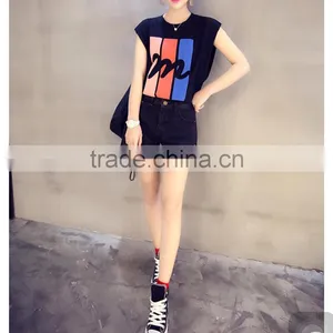 Lady T-shirt , Sleeveless Round Neck t Shirt for Sexy Women thumbnail-3