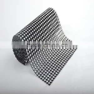 10Yard MOQ Hot Pink 24 Rows Plastic Rhinestone Mesh For Wedding thumbnail-2