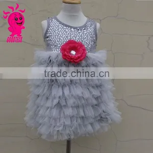 Latest Girl Party Wear Dress European Children Dress Cloth Baby Kids Girl Chiffon Kids Evening Sequin Tutu Dress thumbnail-1