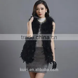 Hot Sale New 2017 Women Winter Encryption 100% Natural Ostrich Feathers Turkey Feather Fur Vest Vest Fur Coat Fur Coat thumbnail-1