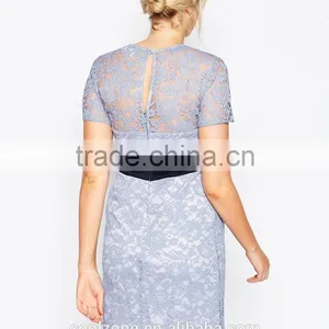 Contrast Waistband Bodycon Fit Lightweight Lace Preganat Women Dresses thumbnail-3