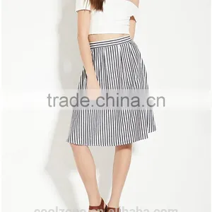 Hot Selling Pleated Waist Contemporary Stripe Lady Skirt Women a Line Skirt 2016 thumbnail-2