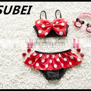 Children's Swimsuit Girls Swimsuit Big Wave Point Split Child Bikini Two-piece Swimsuit Children Swimming Cap thumbnail-2