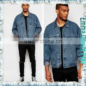 Casual Man's Pale Blue Plain Enzyme Washed Denim Jackets thumbnail-4