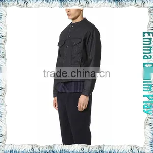 Men's Black Leather Look Denim Jacket Airport Fashion thumbnail-3