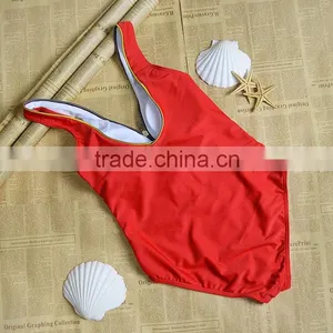 2016 Sexy Hot Women Red Zipper One Piece Swimwear thumbnail-5