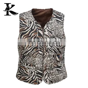 Winter Down Feather Vest Sexy Vest Leopard Waistcoat thumbnail-1