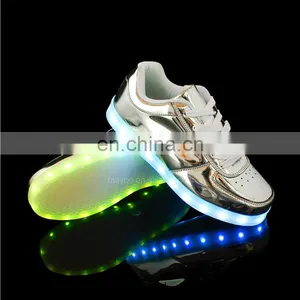 Melbourne Shuffle Ghost Step Dance Golden Micro PU Leather Luminous LED Shoes Sneakers Men Women Footwear thumbnail-3