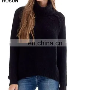 Top Selling Turtleneck no Pattern 100% Cashmere Sweater for Women in the Style of Retro thumbnail-1