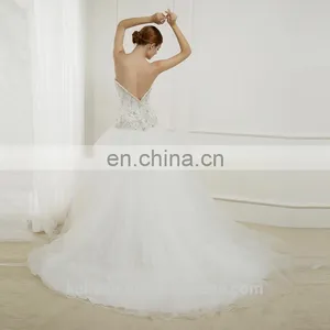 FO9047390 Sweetheart Heavy Beaded Top Lace Appliqued Long Tail Tulle Chic Bridal Wedding Dress thumbnail-2