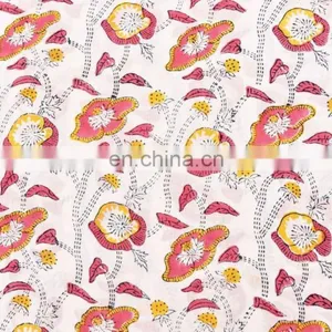 Indian Latest Hand Block Cotton Fabric Crafting Dressmaking Sewing Fabric By Meter thumbnail-3